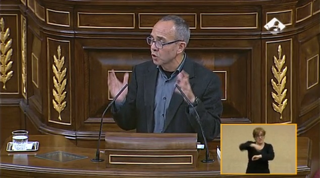 Joan Coscubiela, en el Congreso, durante el debate sobre el referéndum en Cataluña.