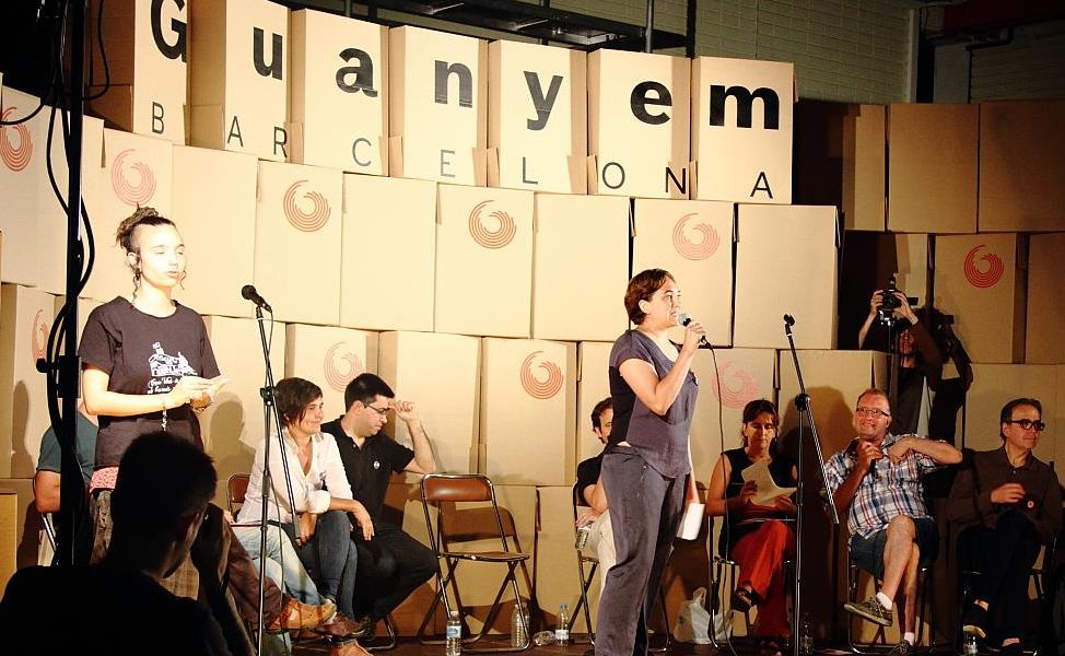 Guanyem Barcelona no contará en su candidatura con las CUP. En la imagen, una de sus presentaciones con Ada Colau, una de las principales impulsoras. /Facebook Guanyem Barcelona