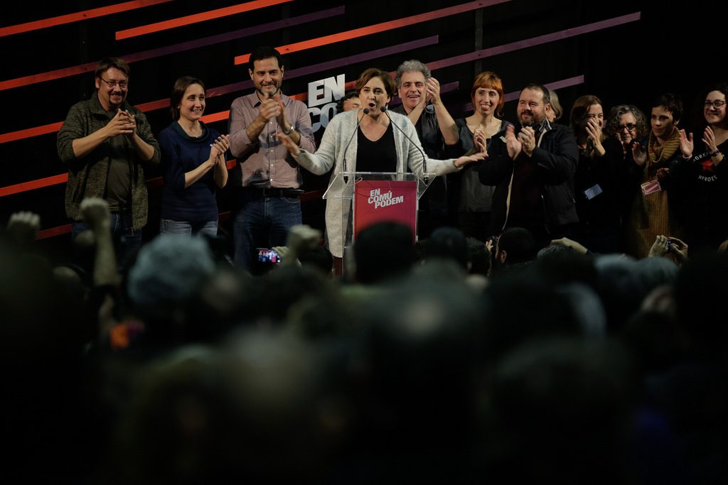 Ada Colau, la noche electoral del pasado 20D, en la Estación del Nord de Barcelona.
