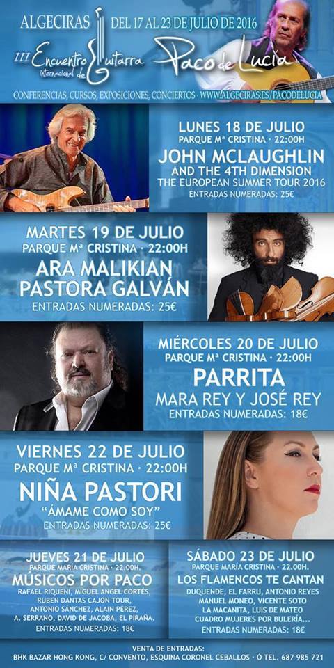 Cartel del III Encuentro de Guitarra Paco de Lucía, en Algeciras del
