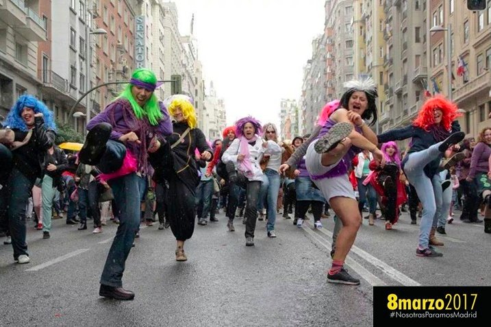 Mujeres disfrazadas en la manifestación anual del 8M que se celebra en Madrid. / Feminismos Madrid
