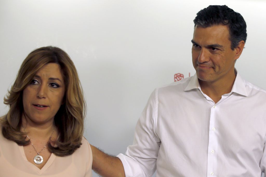 Susana Díaz y Pedro Sánchez aludieron a la unidad del PSOE tras conocer el resultados de la primarias.