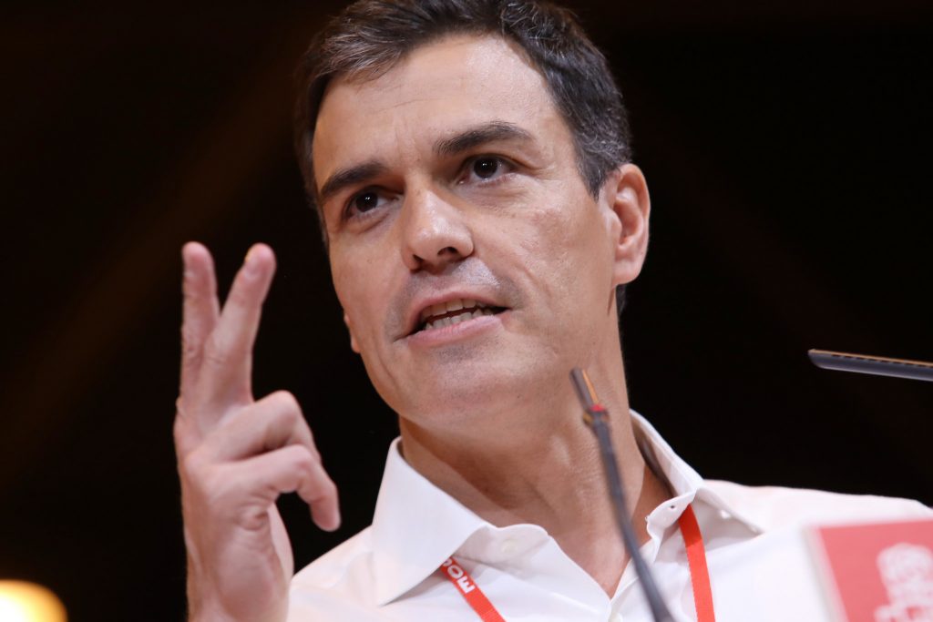 Pedro Sánchez, en un momento de su alocución final ante los participantes, e invitados, en el 39º Congreso Federal del PSOE, celebrado el 17 y 18 de junio en Madrid