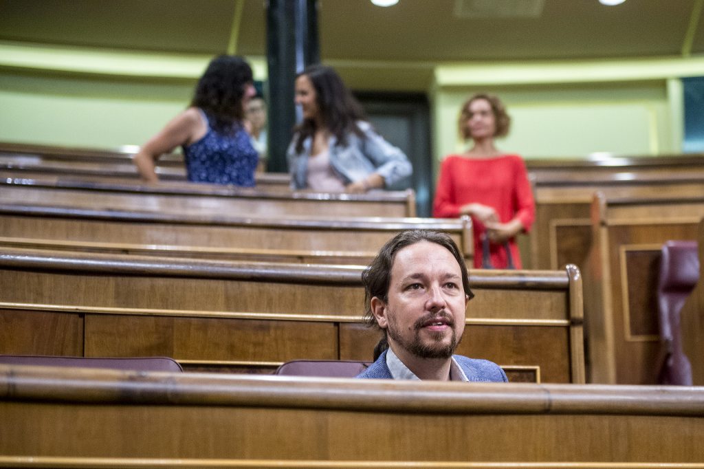 El líder de Podemos, Pablo Iglesias, en el Congreso.