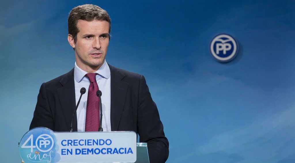 Pablo Casado durante una rueda de prensa
