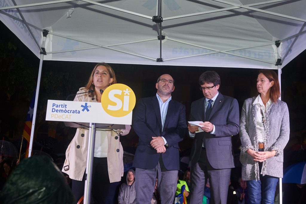 Marta Pascal y Carles Puigdemont, en Gerona