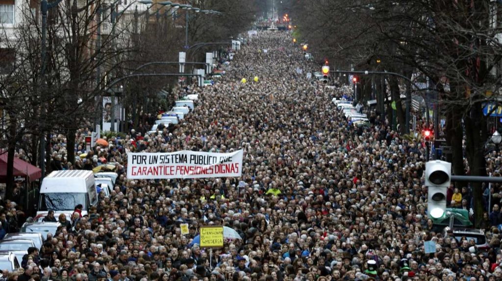 Manifestación de pensionistas en Bilbao.