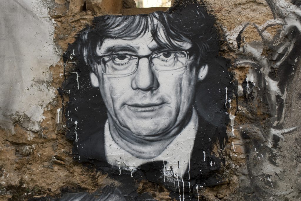 Retrato mural de Carles Puigdemont