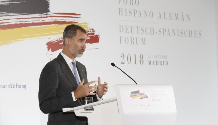 Felipe VI durante su intervención en el Foro Hispano-Alemán.