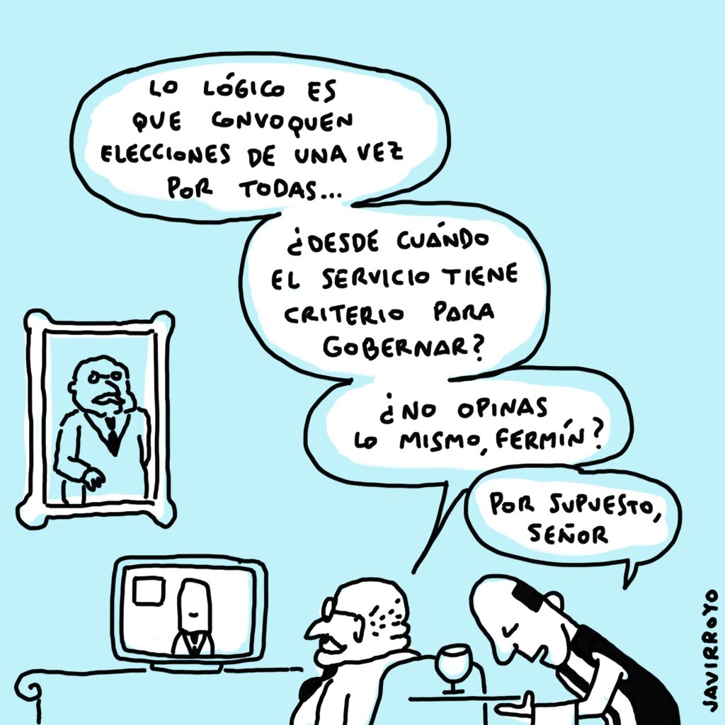 viñeta de javirroyo sobre la convocatoria de elecciones para el 28 de abril