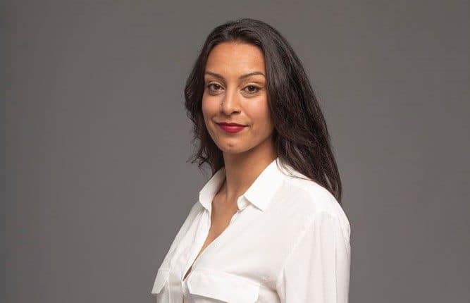 La candidata de Unidas Podemos Cambiar Europa a las europeas Patricia Caro.