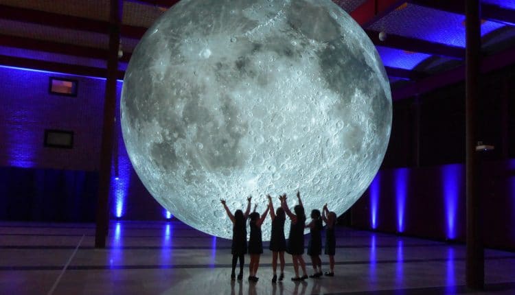 Fotografía cedida por el Museo de Ciencias Naturales de Houston (HMNS) donde se observa la obra del artista británico Luke Jerram titulada "Luna". EFE/ HMNS