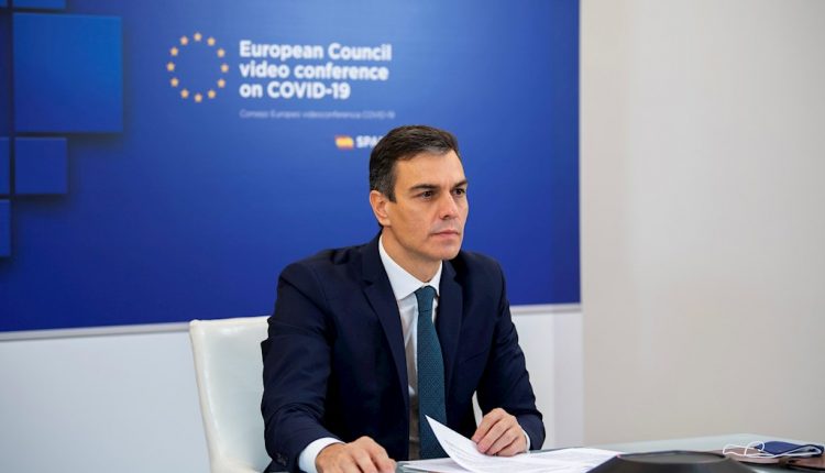 El presidente del Gobierno español, Pedro Sánchez, en el Consejo Europeo sobre covid-19. EFE/Pool Moncloa/Borja Puig de la Bellacasa FOTOGRAFÍA CEDIDA/ SOLO USO EDITORIAL/ NO VENTAS  