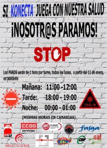 Cartel con los paros de los lunes. 